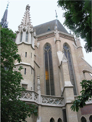 Novogotický kostel sv. Othmara (1866–1873, navrhl Friedrich von Schmidt)