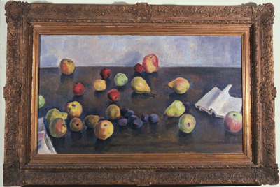 Václav Rabas – Z mé ovocné sklizně; olej na plátně, 54,5 x 94 cm, 1943