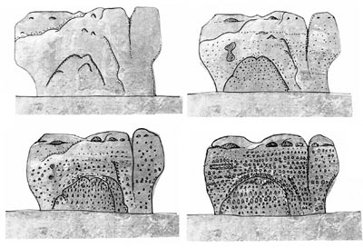 Vývoj drobných tvarů na pískovcové skále v horizontu několika tisíců let.